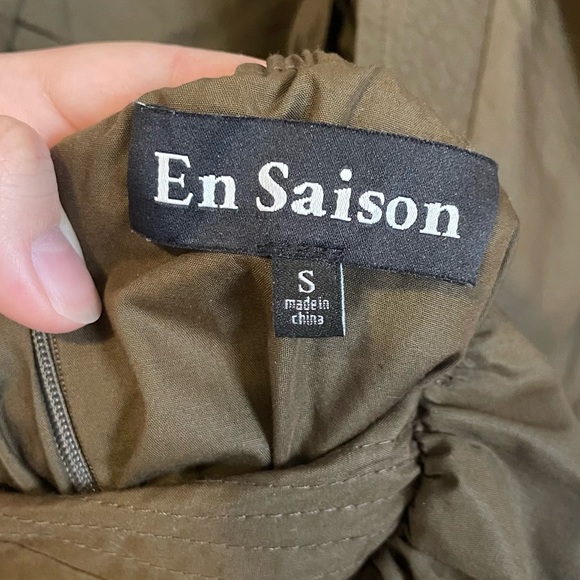 En Saison Gilda Tie-Back Poplin Mini Dress Puff Sleeve Square Neck Size Small S - Picture 6 of 7